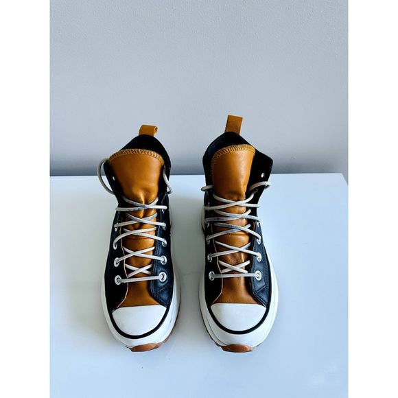 Converse Run Star Hike Hi Platform Black Saffron Leather Size 6 - Picture 4 of 5